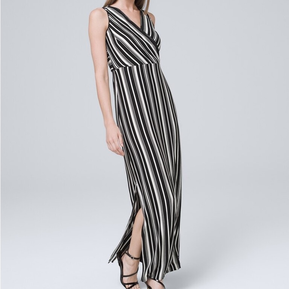 WHBM Striped Maxi Dress Black White Size 10